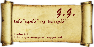 Gáspáry Gergő névjegykártya